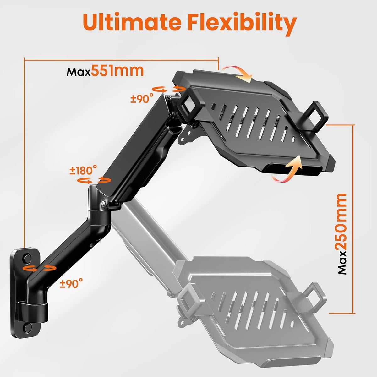 2-in-1 Laptop Wall Mount with Detachable Tray for 12-17" Laptops & M...