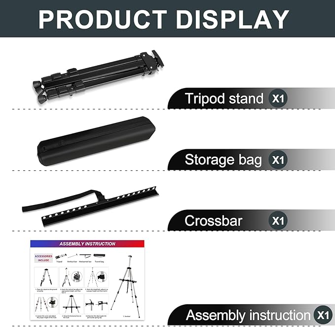 AROIC 8 Pack Painting Display Easel Stand Portable Adjustable Metal Tripod - Image 2