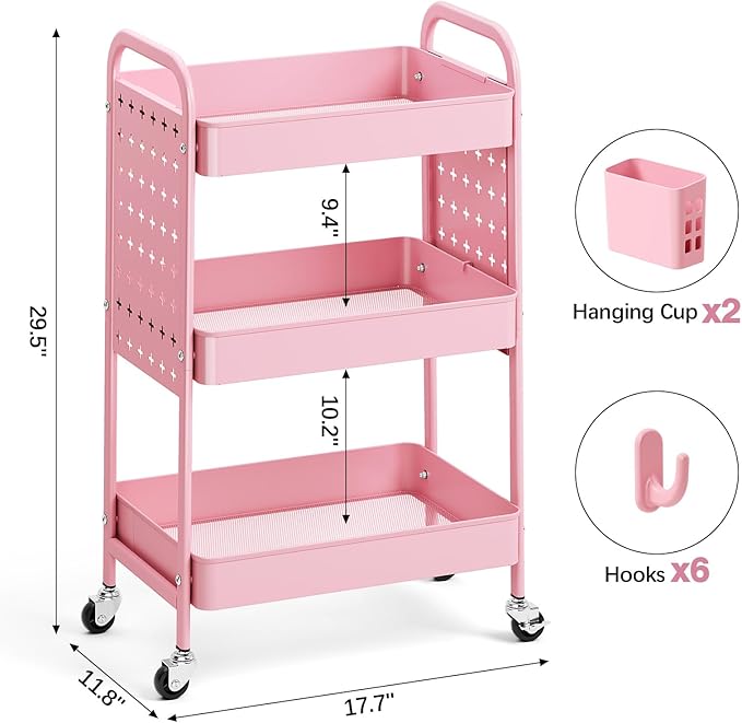 KINGRACK 3 Tier Rolling Cart - Image 2