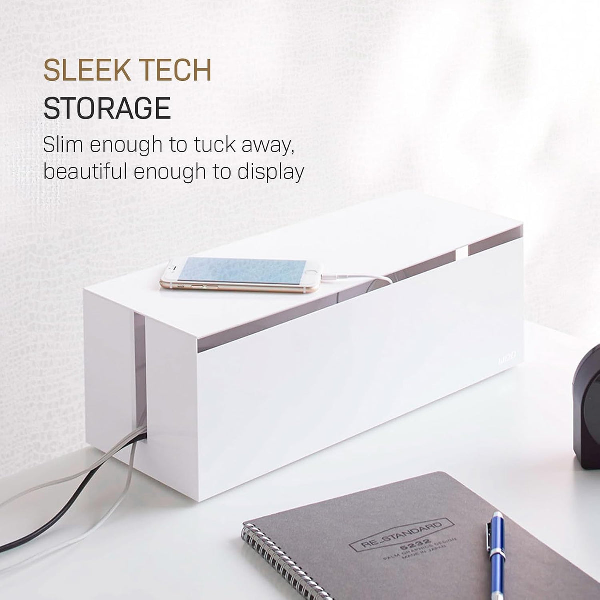 Yamazaki Home Cable Management Box – Cord Organizer Box with Lid, Minimalist ...