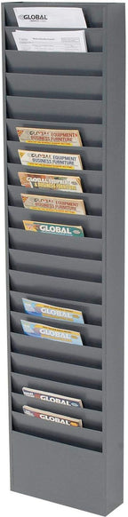 Global Industrial Steel Medical Chart Hanging Wall File Holder, 20 Pockets - Image 2