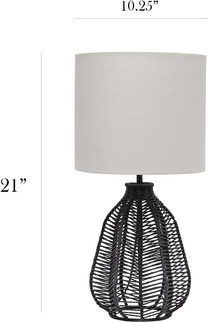 Elegant Designs LT2106-BLK 21" Tall Boho Coastal Inspired Rustic Paper R...