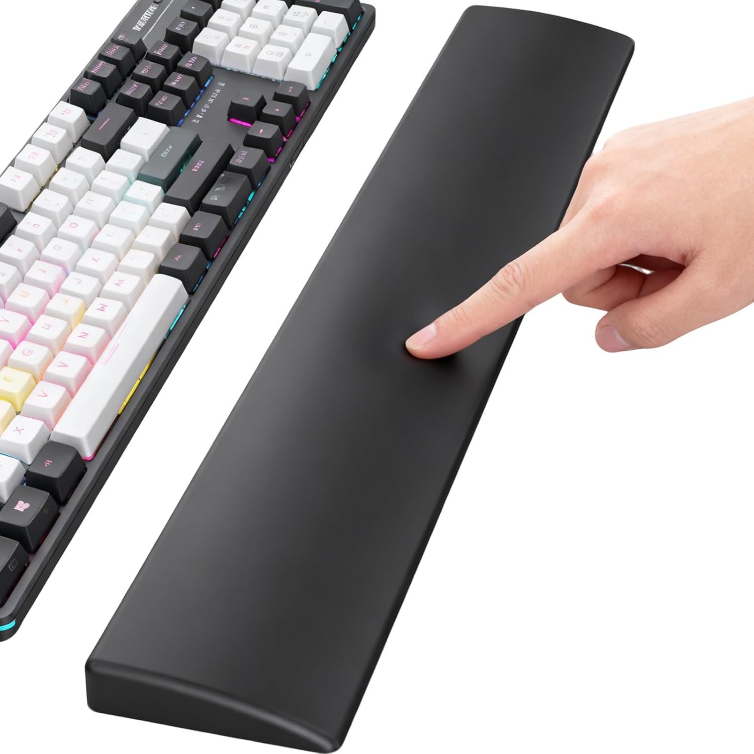 Silicone Wrist Rest for Full-Sized Mechanical Keyboards - Honeycomb Anti-Slip Base, 17.6-Inch Palm Support for Ergonomic Typing and Pain Relief (Ivory White, 17.6)
