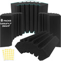 8 Pack - Bass Traps Acoustic Foam Corner, 9.8x9.8 * 4.7'' Black Bass Traps by Knightsacoustic