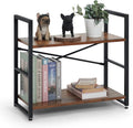 CAPHAUS 2 Tier Small Bookshelf, 24 Inch Width Free Standing Shelf, Bookcase