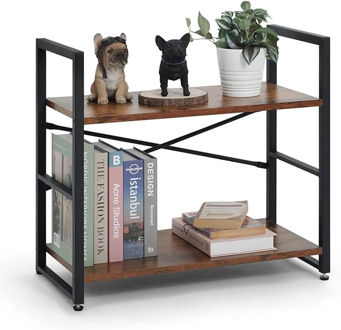 CAPHAUS 2 Tier Small Bookshelf, 24 Inch Width Free Standing Shelf, Bookcase by CAPHAUS