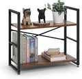 CAPHAUS 2 Tier Small Bookshelf, 24 Inch Width Free Standing Shelf, Bookcase by CAPHAUS