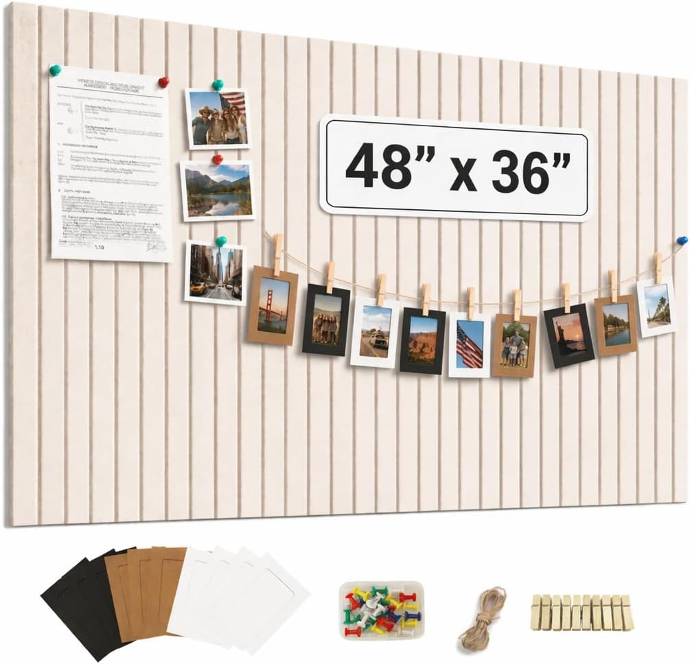 48" x 36" Large Felt Bulletin Board Tiles 12 Pack Corkboard Oatmeal