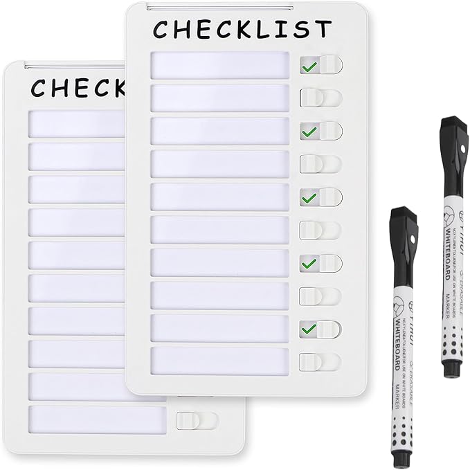 2-Pack Magnetic Dry Erase Checklist Board – Reusable Whiteboard Task Planner by SENWHAL