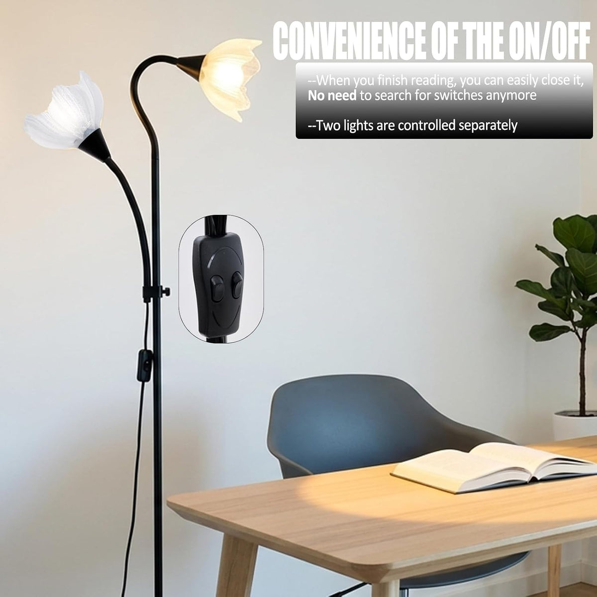 Flower Floor Short Lamp Adjustable Height Bendable Standing Corner Lamps