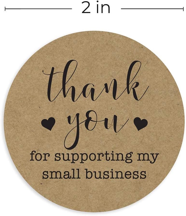 2" Round Kraft Thank You for Supporting My Small Business Stickers / 500 Brown Kraft Customer Appreciation Labels/Natural Kraft Small Business Envelope Seals/Made in The USA