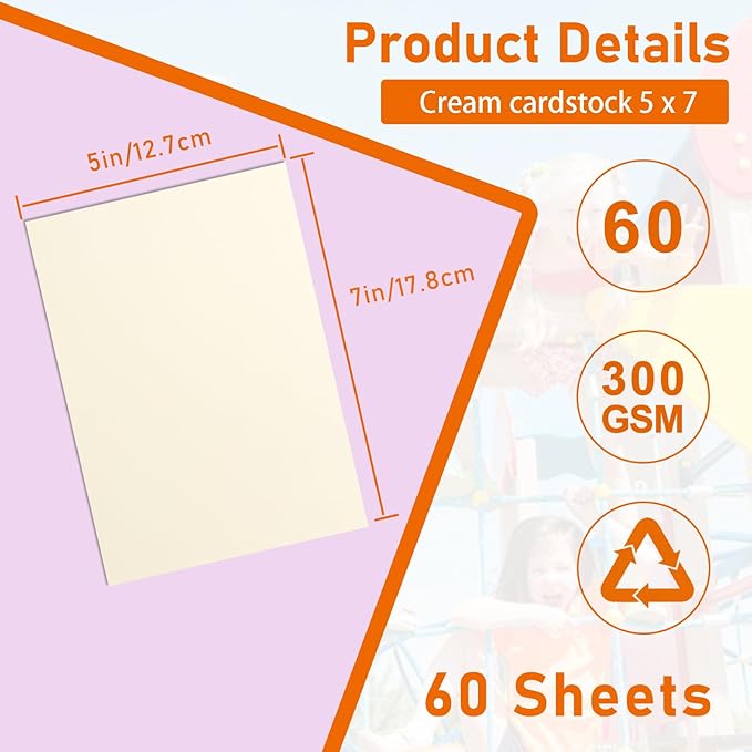 Guakicae 60 Sheets Cream Cardstock 5 x 7 Ivory Paper, 300gsm/110lb Heavyweight - Image 2