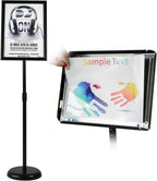 adjustable heavy duty pedestal sign holder floor stand shown in use