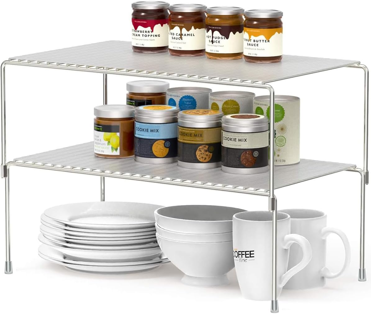 Stacking Kitchen Cabinet Organizer Shelf Risers Plate Rack
