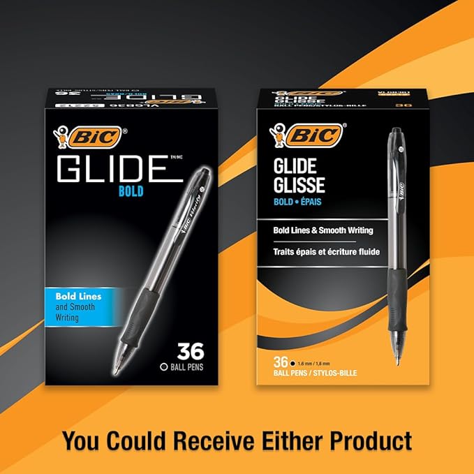 BIC Glide Bold Black Ballpoint Pens, Bold Point, 36-Count Pack, Retractable - Image 3