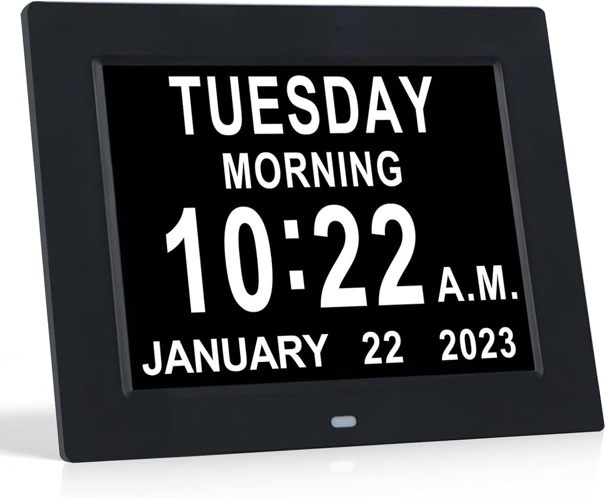 TMC 8 Inch Dementia Clock for Seniors – Large Auto-Dimming Calendar Display