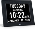 TMC 8 Inch Dementia Clock for Seniors – Large Auto-Dimming Calendar Display by TMC
