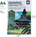 TRANSON Artist Mix Media Sketchbook Marker Pad, 8.3”x11.7” 40 Sheets A4 Art - Image 4