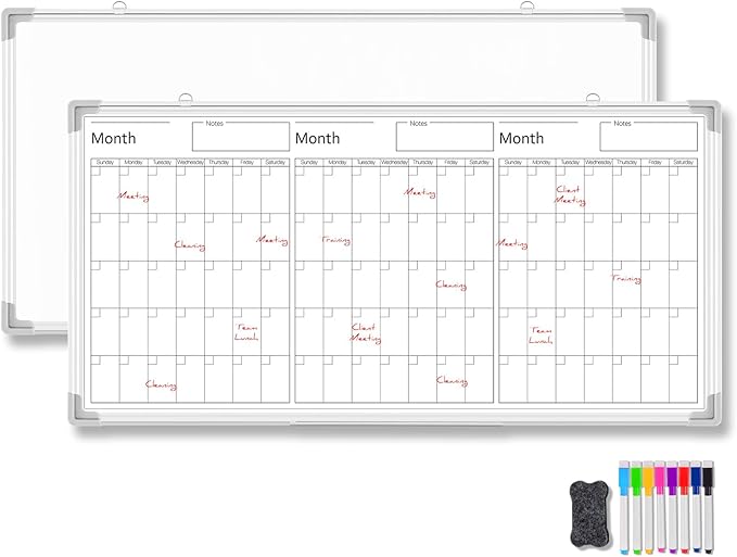 Lincia 36" x 18" Magnetic Horizontal 3 Month Dry Erase Calendar by Lincia