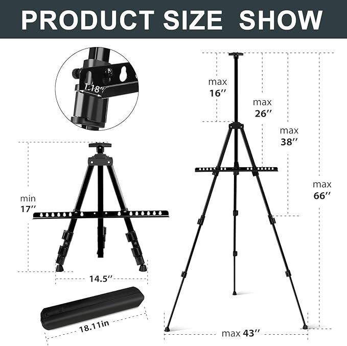 AROIC 8 Pack Painting Display Easel Stand Portable Adjustable Metal Tripod - Image 4