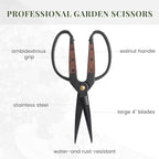 PERWIN Garden Flower Bonsai Scissors, Walnut Wide Handles Pruning Gardening - Image 4