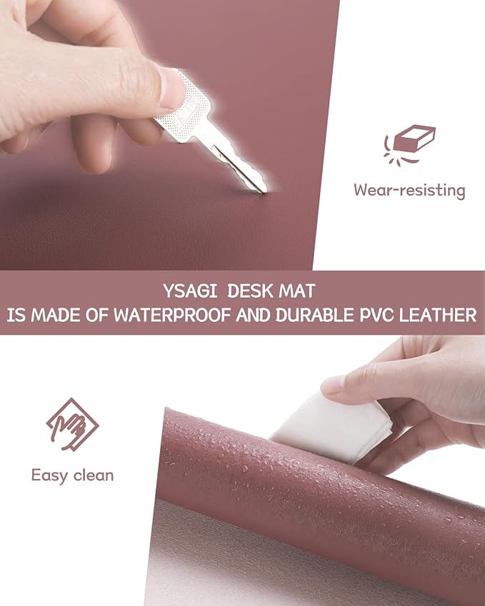 YSAGi Non-Slip Leather Desk Pad Blotter, Waterproof Laptop Computer Desk - Image 4