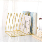 Sooyee 9 Slot Gold Magazine Holder, Desktop File Sorter Organizer Triangle - Image 4