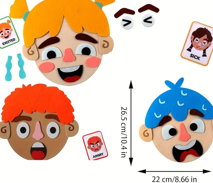 Children's Felt Expression Face DIY Activity Toy, Children's Social Emotional - Image 2