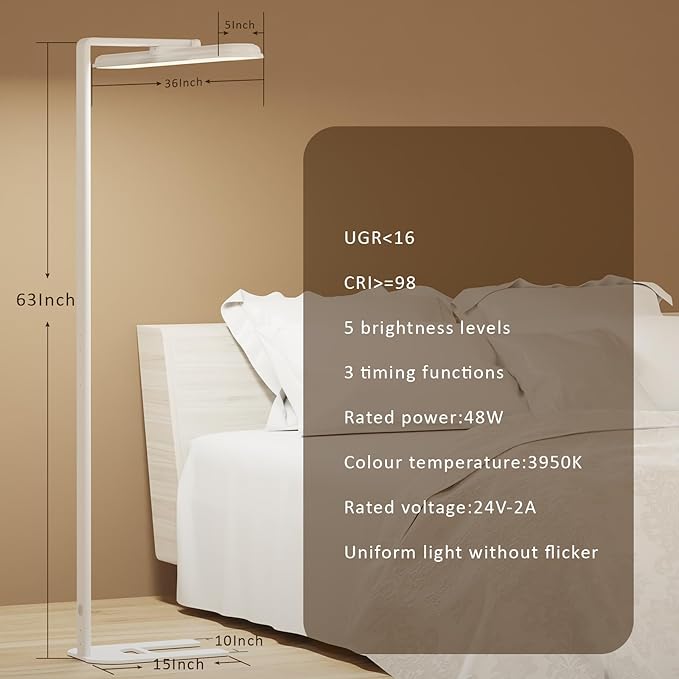 AKRRYR LED Desk Lamp for Home Office, Double Head Desk Lamp, 24W Dimmable Desk - Image 3