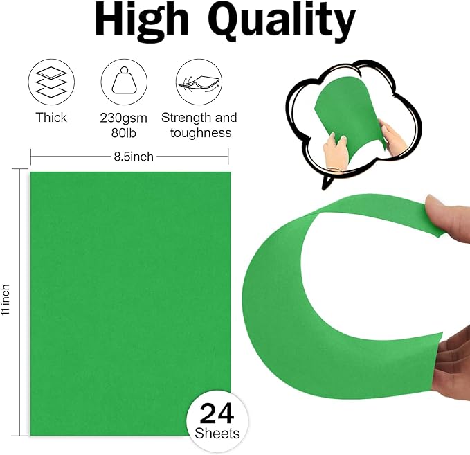 Forest Green Cardstock 8.5 x 11 Thick Printer Paper, Goefun 24 Sheets 80lb - Image 2