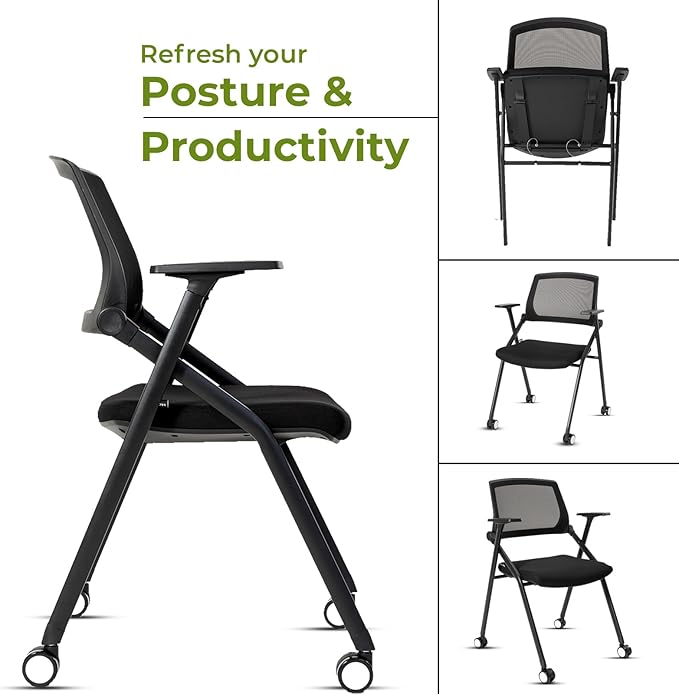 VACYOVKE Home Office Chair Set of 4 Adjustable Armrest Ergonomic Mid-Back - Image 6