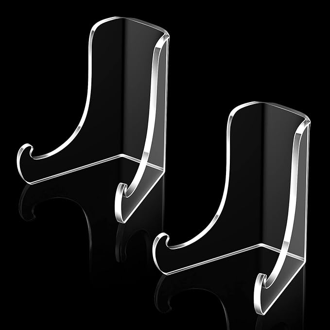 Chunful 2 Pieces Acrylic Plate Stands Clear Acrylic Easels Display Stands by Chunful