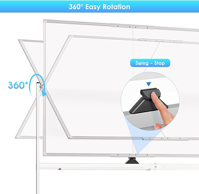 maxtek Rolling Whiteboard, 48x36 Large Magnetic White Board - Image 2
