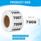 PATIKIL 0.8 x 1.6 Inch Inventory Number Sticker, 2 Roll 7001 to 8000 - Image 2