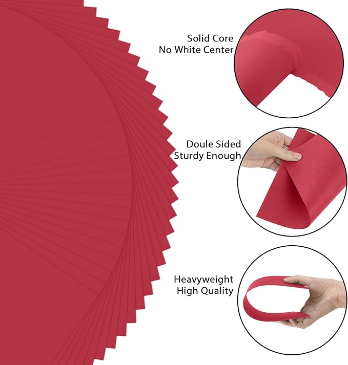 OcePor 100 Sheets Valentine's Day Red Cardstock Paper, Colored Printer Paper - Image 3