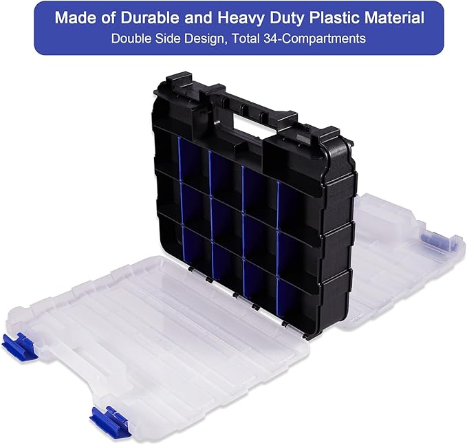 AIDY-PRO Hardware Organizer Box 34 Compartments Small Parts Organizer - Image 3