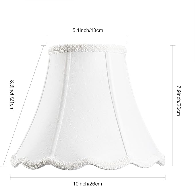 White Bell Scalloped Lamp Shade 5'' Top x 10'' Bottom x 8.3'' Slant Height x - Image 2
