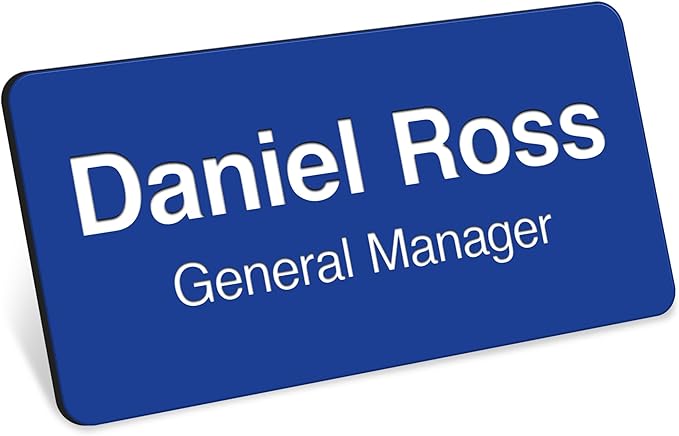 Name Tag, Magnetic Blue and White Name Tags, Personalized Name Tags, 1.5x3 by MySignCenter