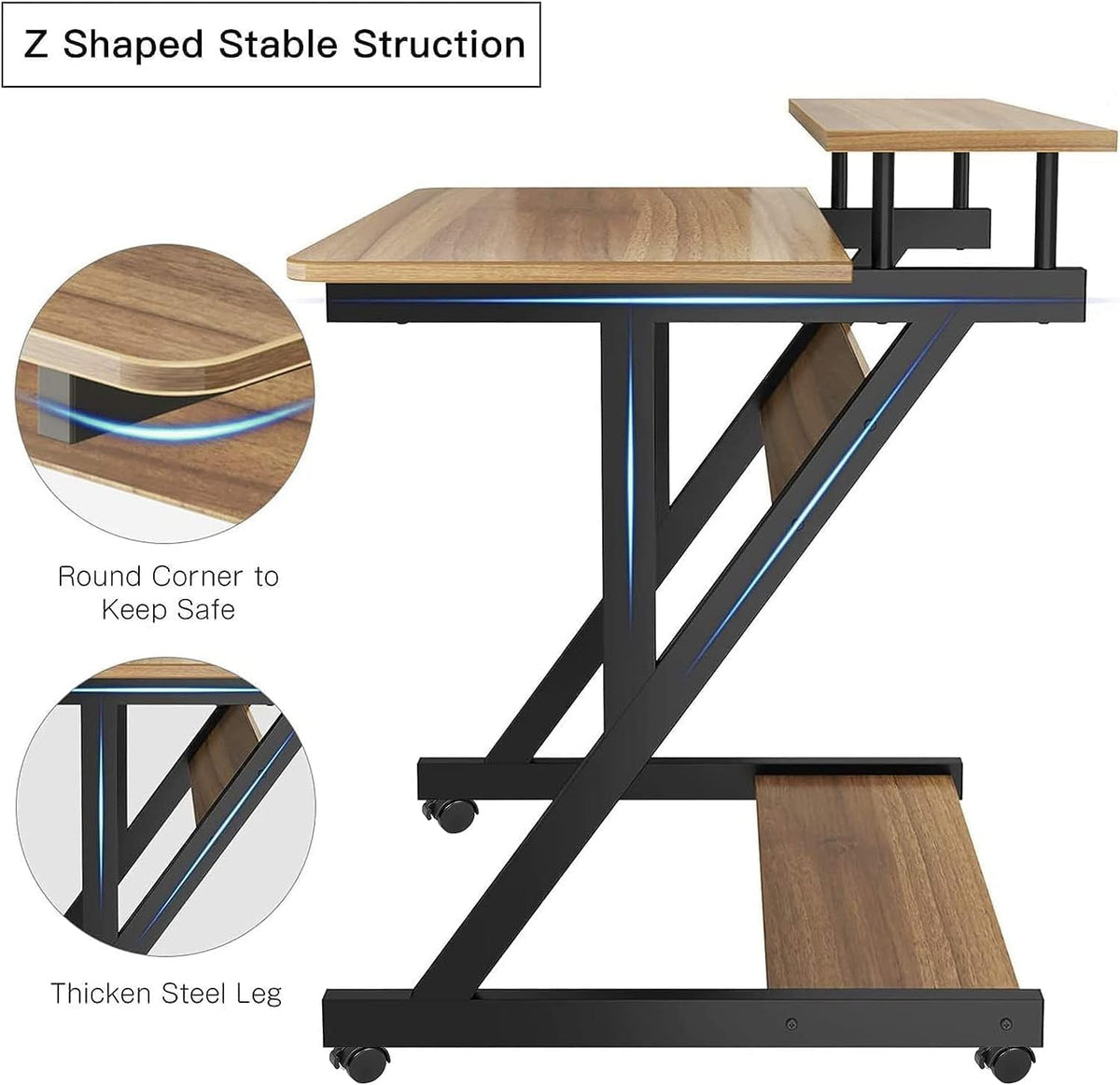 Dripex Computer Desk for Small Spaces, Z Shaped Small Computer Desk, 27.5 inc...