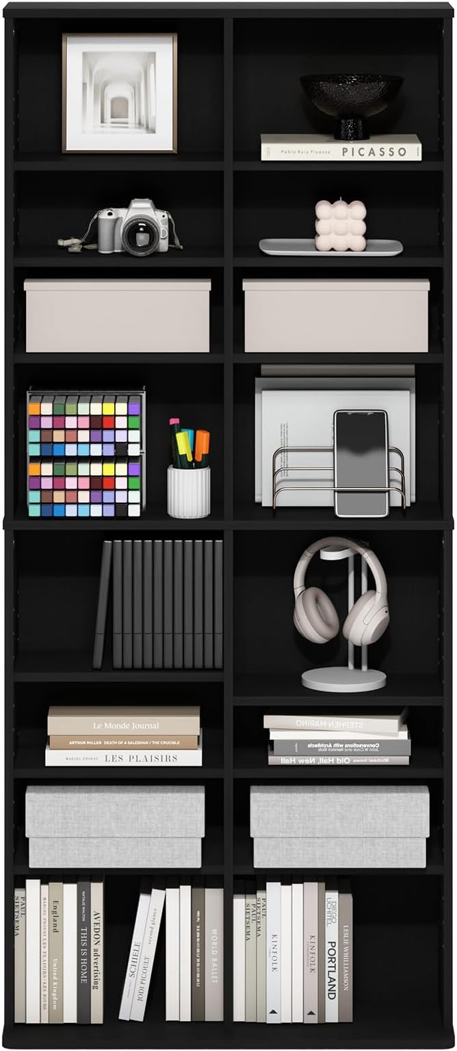 Furinno Jaya DVD Shelf, 16-Shelf Wide CD Rack, Media Shelf - Image 4