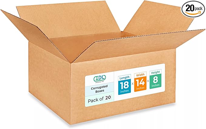 Medium Shipping & Moving Boxes 18"L x 14"W x 8"H by IDLPackaging