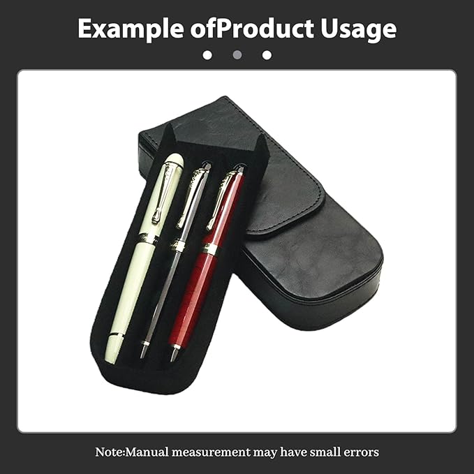 MIVLXLX Leather Triple Pen Case Pencil Pouch Holder - Image 4