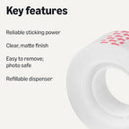 Amazon Basics Matte Finish Tape, Invisible Tape, 3/4" x 1000", Transparent - Image 2