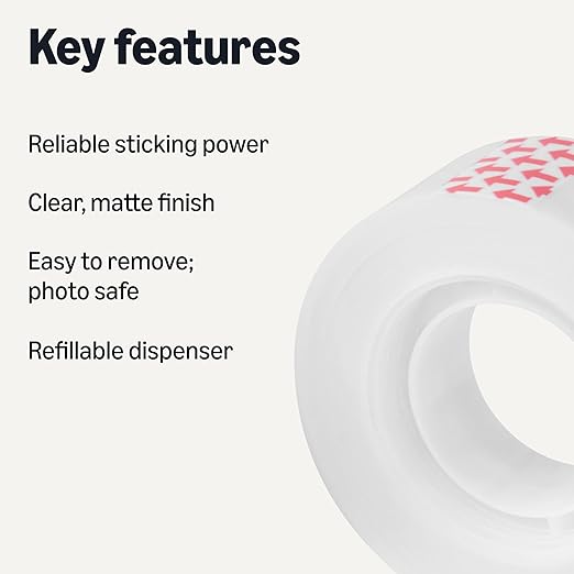 Amazon Basics Matte Finish Tape, Invisible Tape, 3/4" x 1000", Transparent - Image 2