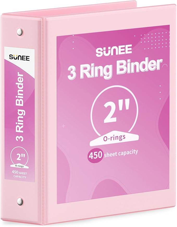 SUNEE 3 Ring Binder 2 Inch 1 Pack by SUNEE