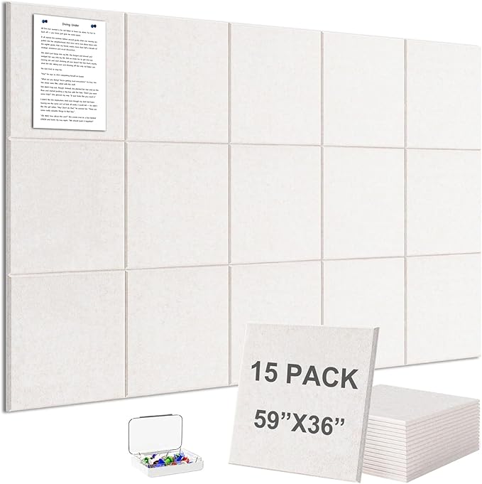 G Gamit Large Felt Wall Tiles Bulletin Board 59”x36”, Large Cork Board by GGAMIT