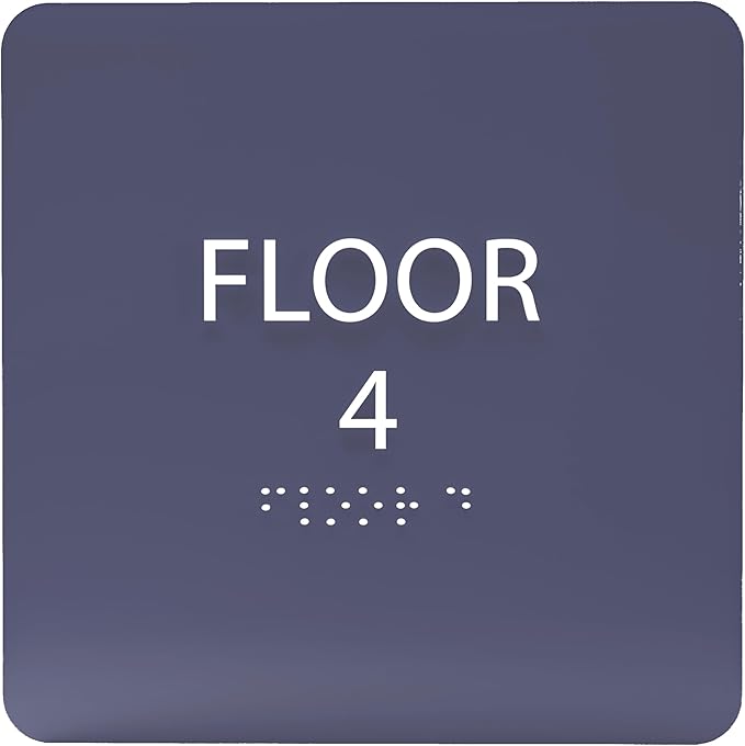 Navy ADA Floor 4 Sign with Braille – Made from Durable Acrylic and Ready to by ADACentralSigns
