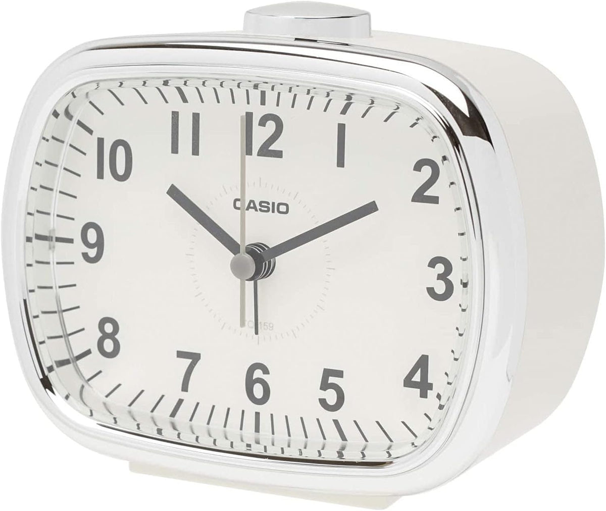 casio tq-159-7jf alarm clock cream analog snooze with, main product view