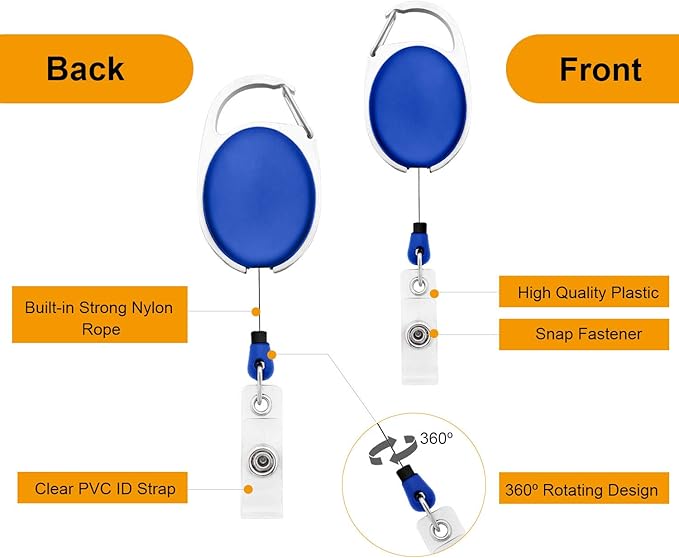 Fushing 20Pcs Retractable ID Badge Holders ID Badge Reels - Image 3