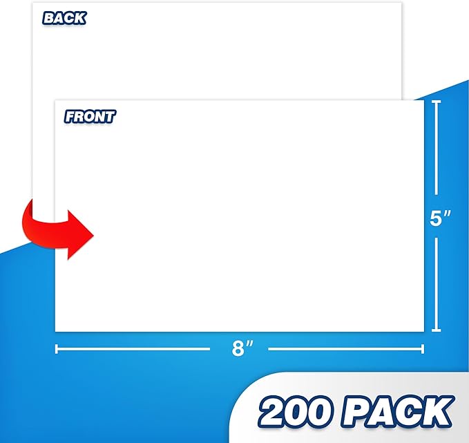 Chell 200 Count Blank Index Cards 5x8 Inch Heavyweight, No Bleed-Through - Image 3